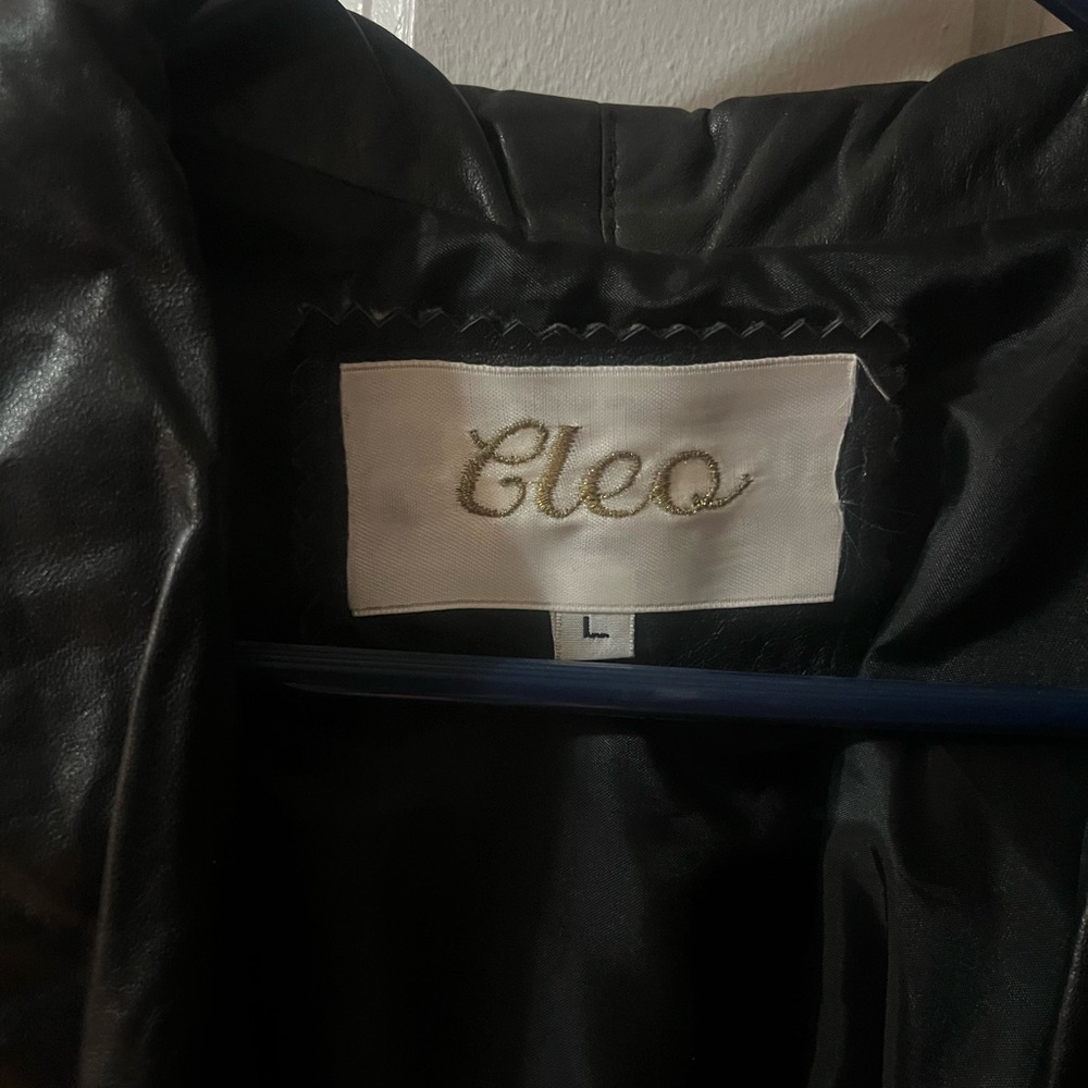 Vintage 80’s Cleo Checkered Genuine Leather Belted Jacket - Picture 2 of 4